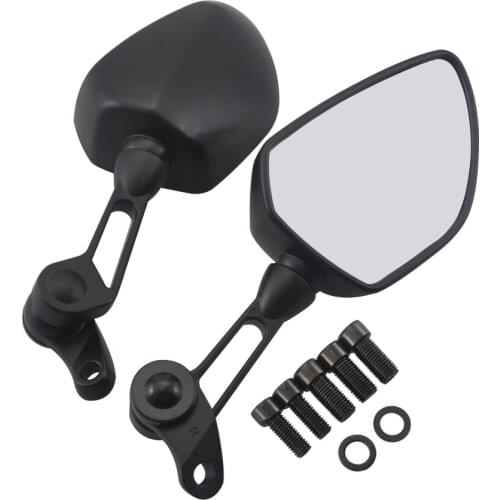 Black Motorcycle Rear View Mirror 10mm Handlebar Side Mirrors Universal For Harley Honda Yamaha Kawasaki Suzuki Chopper Cruiser
