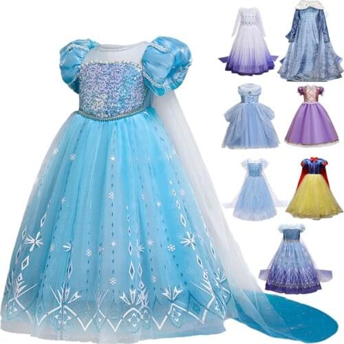 Girls Halloween Cosplay Party Dress Up Kids Carnival Sequin Princess Costume Children Christmas Birthday Dresses Disguise