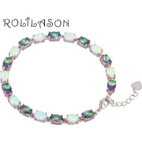 Precious Mystic Zircon White Opal Silver Stamped Christmas Gifts Bracelets Wholesale Price Women Fashion Jewelry OB063