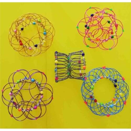 Mandala Decompression Toys Changeable Flower Shape Stress Relief Novelty Soft Steel Ring Ornament Toys Gifts For Children Girl