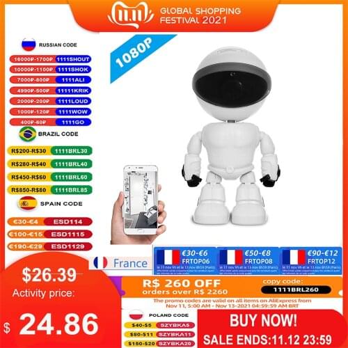 HD 1080P WiFi Robot Security IP Camera WiFi Camera Support P2P Night vision Motion Detection Two way Audio Phone App Control