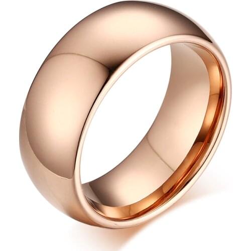 2020 New Tungsten Rings for Men Jewelry 8MM Tungsten Carbide Mens Ring Wedding Bands Rose Gold Color