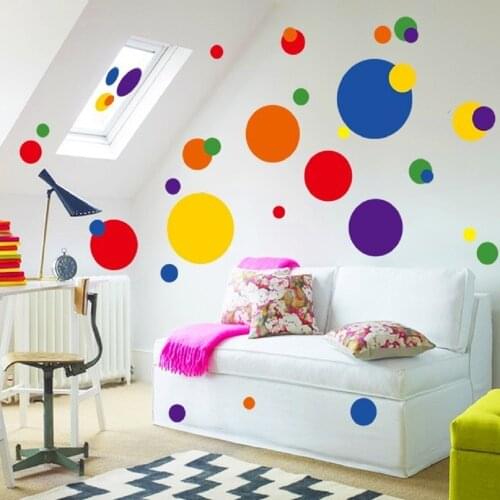 Colorful circle wall sticker bathroom kitchen 7158 decorative removable pvc wall decals home decor