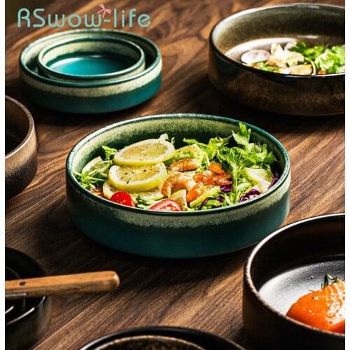 Creative Ceramic Bowl Household 4.5 Inch Rice Bowls 8 Inch Soup Bowl Ceramic Tableware Ramen Bowls For Kitchen Supplies