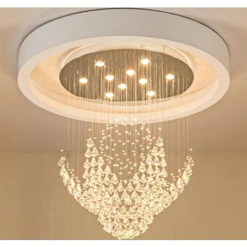 Round design large crsytal chandelier modern lighting AC110-240V diamond crystal LED living room lamp and hotel lights