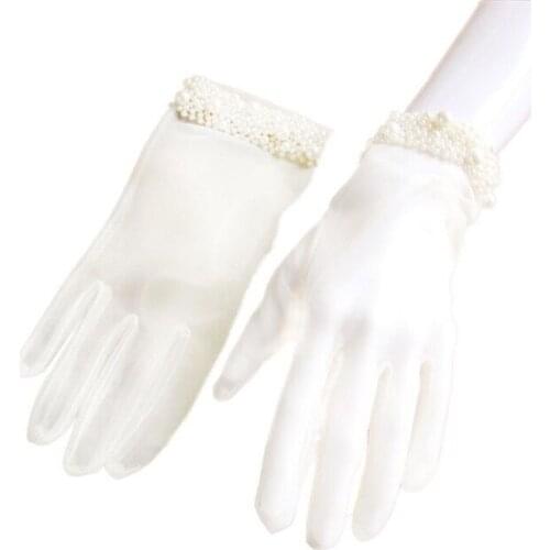 Summer White Wedding Gloves Bow Lace For Bridal Evening Prom Wedding Accessories