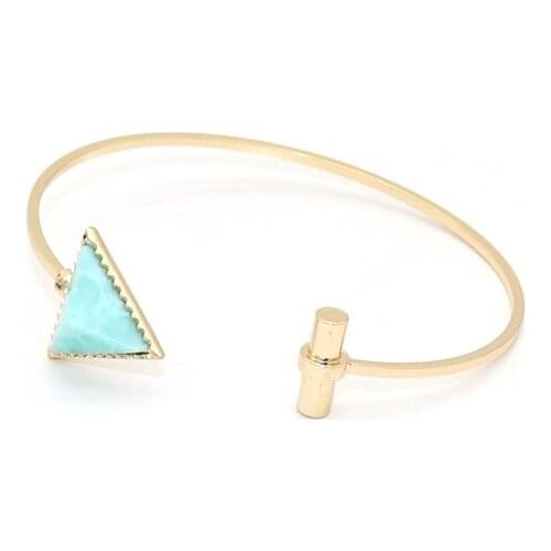 Fashion Elegant Triangle Resin Summer Colors Stone Pillar Bar Cuff Bangles for Women Gifts for Girl
