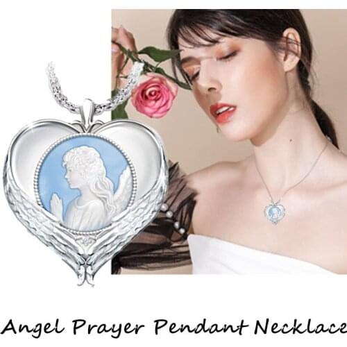 Fashion Angel Prayer Pendant Necklace European American Popular Belief Choker Gift Women Men Trendy Accessories