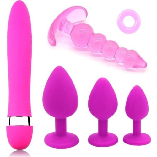 Erotic Games Accessories Sex Bondage Toy Set Masturbator Vibrator Crystal Base Anal Plug Kit for Adult Couples