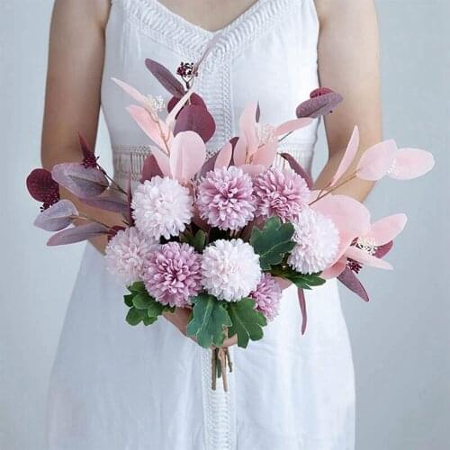 Artificial Flower Set Artificial Hydrangea and Pink Ceramic Vase Artificial Flower Plastic DIY Bouquet for Home Wedding