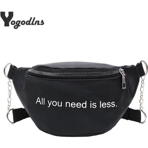 Women PU Leather Chest Bags Fashion Simple Waist Bag Casual Letter design Sling Packbag For Women Sports Hiking Bags