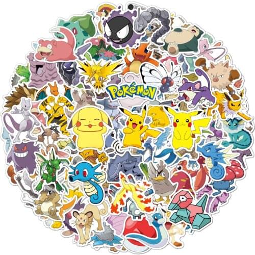 New 100pcs/set pokemon Anime stickers 100 different Pikachu Cartoon Graffiti DIY Stickers Boy girl birthday gift