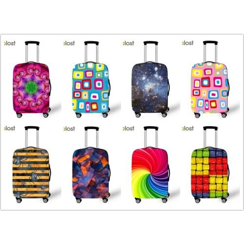 New Geometric Dazzle Colour Graphics Pattern Suitcase Dust Waterproof Cover Unisex Pull Rod Box Protective Cover
