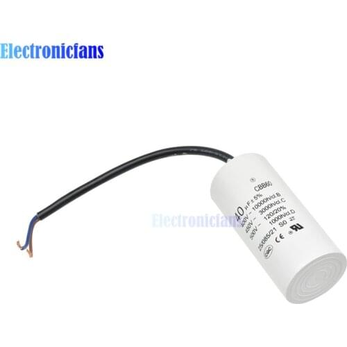 Diymore 40UF CB660 Polypropylene Film Capacitor 400 -500V AC 50/60Hz 40μF ±5% AC Motor Run for Motor Pump Generator with Wire