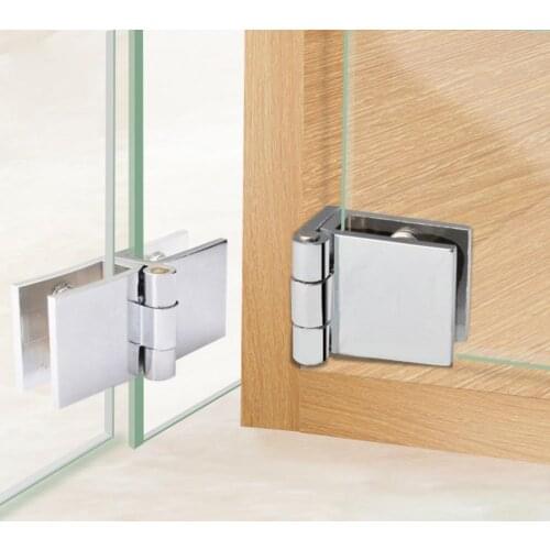 0/90/180 Degree Professional Glass Hinge Easy to Install Door Hardware Glass Cabinet Door Hinge for Glass Door Accessories