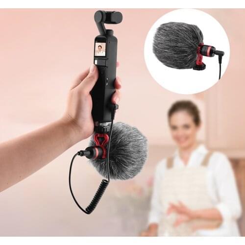 Wired Condenser Microphone Live Vlog Video Recording Windproof Mic for DJI Pocket 2 Do-It-All Handle Gimbal Camera Accessory