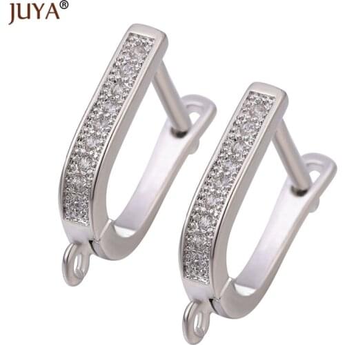 Handmade Earrings Jewelry Making High Quality Brass Metal Inlaid Zircon Rhinestone Gold/ Earrings Clasps Hooks Accessories