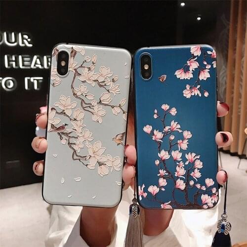 Cute 3D Flowers Phone Case For iphone 8 7 6 6S Plus Case Soft Cover For Coque iphone X 5 5s SE 6 s XR XS Max 7plus Case Black