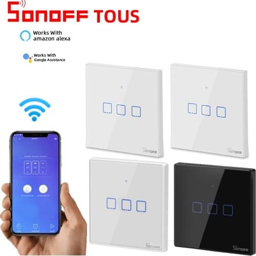 SONOFF T3 EU 1 /2 /3 Gang TX Touch Panel 86 Type Wall RF 433Mhz Wifi Switch Remote Control For Alexa/Google Assistant Smart Home