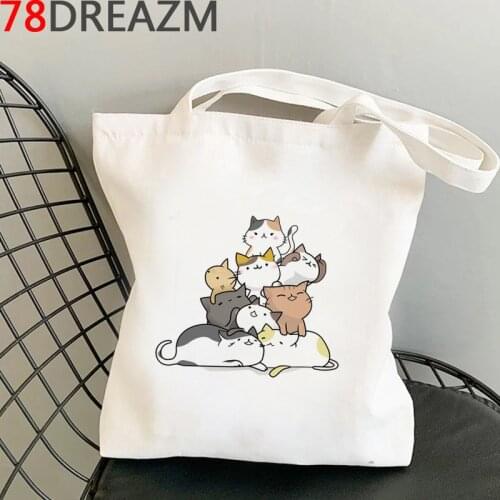 Cat shopping bag shopper tote eco shopping bolsa reusable bag bolsas reutilizables fabric custom