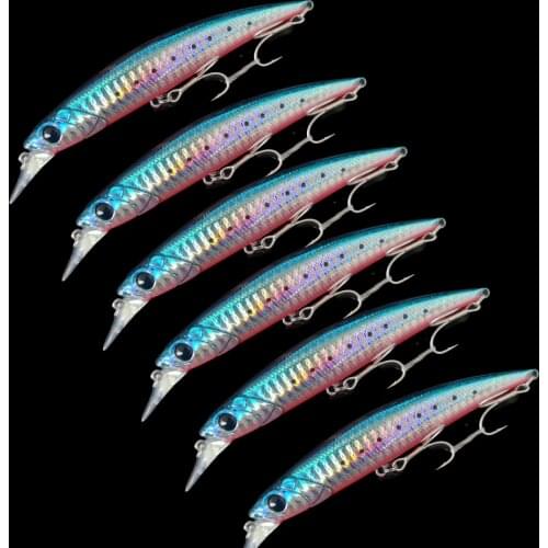 TSURINOYA 6pcs 11cm 22g Sinking Minnow Saltwater Fishing Lure DW77 Large Trout Pike Seabass River Lake Hard Baits Jerkbait