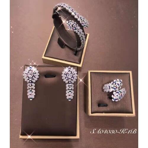 Janekelly 3pcs Bridal Zirconia Full Jewelry Sets For Women Party, Luxury Dubai Nigeria CZ Crystal Wedding Jewelry Sets