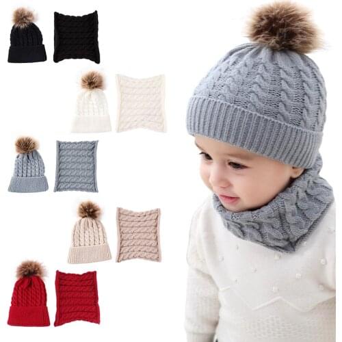 Winter Baby Hat Fur Pompom Knitted Baby Girls Boys Hat Cap Infant Toddler Kids Hat Warm Beanie Kids Children Caps Bonnet