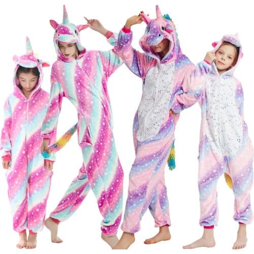 Winter Pajamas Unicorn Kids Anime Children Homewear for Boys Girls Pyjama Stitch Sleepwear Panda Pijama Infantil 10 12 14 16 18Y