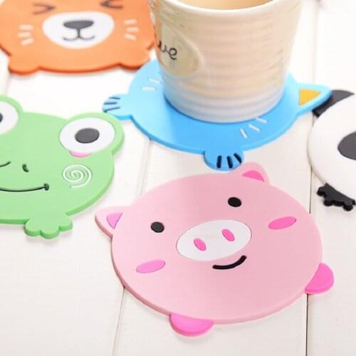 1Pcs Creative Animal Silicone Coaster Mat Heat Resistant Cup Placemat Cute Mug Coaster Tools Kitchen Gadgets