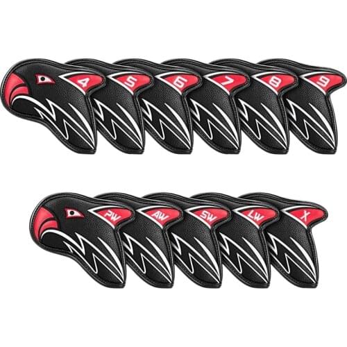 11Pcs/Lot Golf Head Covers for Irons Set Fit Most Clubs Wedge Classic Leather Water Resistant Durable Eagle Tail Design