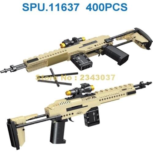 70003 400pcs Military Weapon Gun Mk14 Sniper Rifle With Bullet Building Blocks Toy
