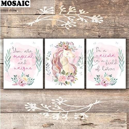 Diamond painting Unicorn Wall Art Prints (Set of 3)Home Decor Wall Art diy diamond mosaic painting/full drill Diamond Embroidery
