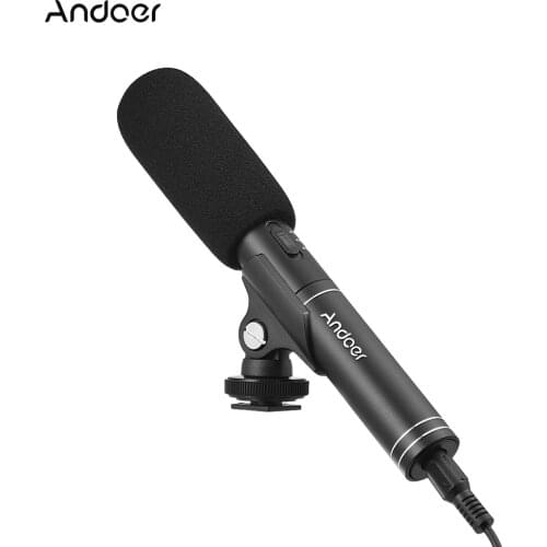 Andoer Professional Interview Microphone Switchable Omni-directional Cardioid Pick-up Mode Mic for Canon Nikon Sony DLSR Camera