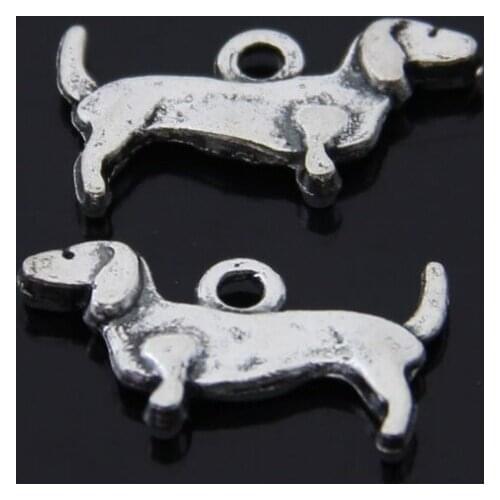 Free Shipping 50pcs/lot 19x9mm people loyal friends' Sausage dog Ancient silver alloy jewelry accessories wholesale