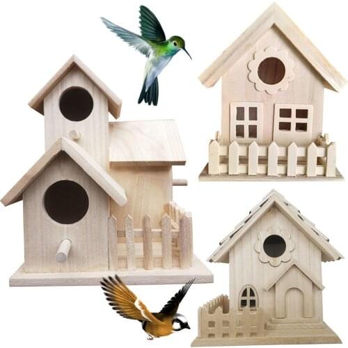 Wooden Bird Breeding House Cage Box Home Garden Yard Balcony Pendant Decoration Bird Breeding House Cage Box Home Bird Breeding