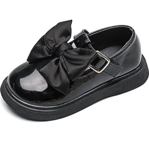 Childrens Leather Shoes 2021 Spring and Autumn New Girls British Style Soft Bottom Fashion Princess Shoes Bow-knot Chic Sweet