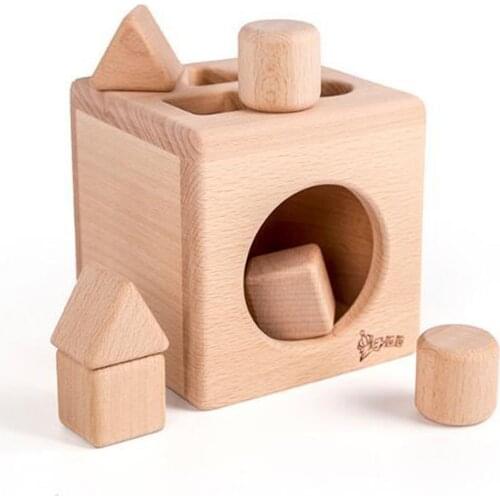 Kids Wooden Shape Sorter Cube Educational Montessori Toys Gift Toddler Baby Stacking & Matching Game Gifts