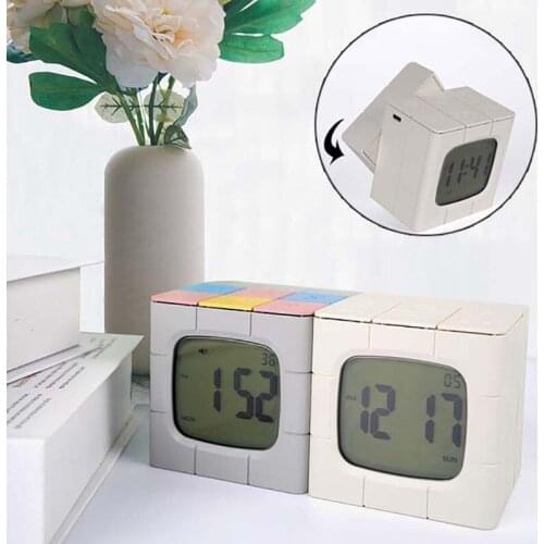 Cube Electronic Alarm Clock Creative Table Clock LED Night Light Children Multifunction Decro Digital Clock Lamp Kitchen Timer