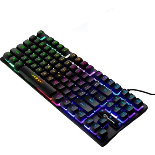 GK-10 87 Keys Backlight Characters Gaming Mechanical Keyboard Game Rechargeable Backlit USB Wired Keyboard For Gamer