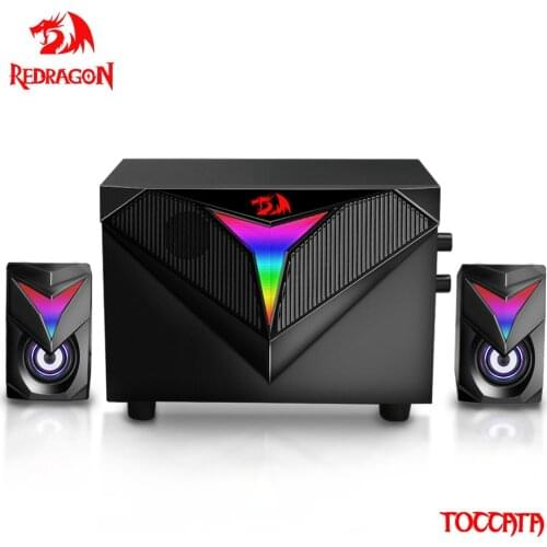 Redragon Toccata gaming speakers aux 3.5mm stereo surround music RGB 2.1 heavy bass sound bar for computer PC loudspeakers GS700