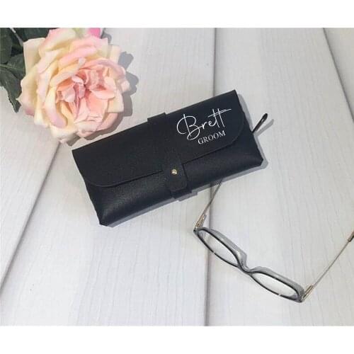 Personalised PU Leather Glasses Case Bride Groom Wedding Birthday Gift Custom Name Bridal Party Favor Sunglasses Holder