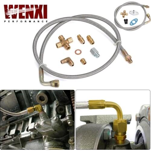 Turbocharger Oil Feed Line Kit 1/8NPT 4AN 38" For T3 T4 T04E T60 T61 T60-1 Braided Stainless Steel WX-TOL33