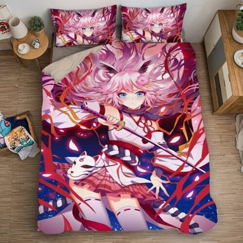 3D Anime Print Bedding Set Duvet Covers Pillowcases One Piece Comforter Bedding Sets Bedclothes Bed Linen
