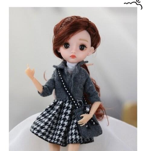 1/6 BJD Doll 11 Ball Joints Soft Wig 3D Eyes Plastic Head Body Full Set Fashion Clothes Shoes Doll Children Toys For Girls Gift