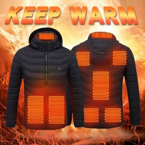 Hooded Heated Jacket Vest USB Electric Mens Hunting Jacket Winter Warm Coat Thermal Heating Vest Tactical Hiking Clothing