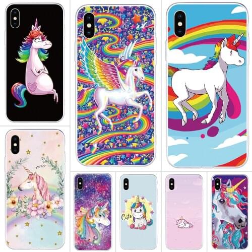 For Doogee X30 X7 Pro X5 Max T6 Y6 Mix 2 BL12000 Pro Soft Tpu Silicone Case Print Unicorn Rainbow Cover Protective Phone Cases