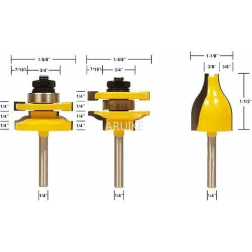 3pcs 1/4" Shank Door Rail & Stile Router Bits Set Vertical Raised Panel Bit Ogee Woodworking Tenon Milling Cutter Wood MC01048