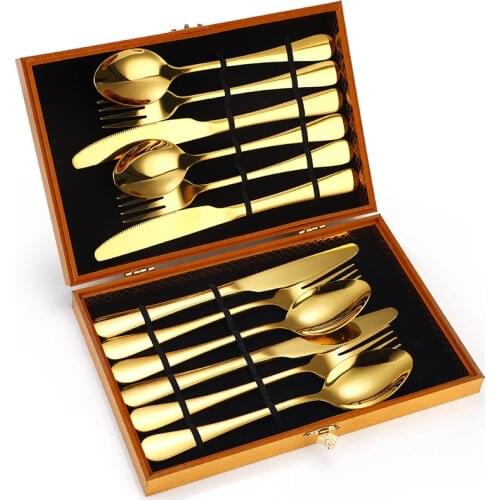 12Pcs Colorful Dinnerware Set Stainless Steel Cutlery Set Kitchen Mirror Gold Tableware Set Knife Fork Spoon Dinner Set Vajilla