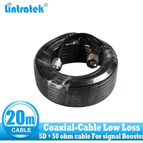 Low loss 20 Meters Coaxial Cable N Male To N Male for Cell Phones 2G 3G 4G Signal Booster repeater Use Top Quality 5D 20m Cable