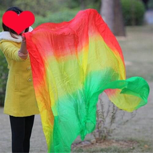 New-dyed color 2.5Mx1.14M 100% china real silk Veils nice Silk Fan Veils Red/Yellow/Green free-shipping